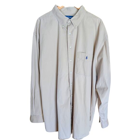 Ralph Lauren Blue Label Button Down Long Sleeve Shirt 3XLT Tall Tan Cotton - Picture 1 of 9